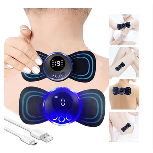 Kit Mini Massageador Elétrico Portátil Recarregável Alívio Dor Muscular Adesivo Massagem Corpo Ombro E massageador de pé