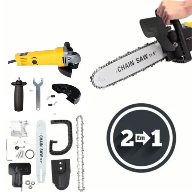 Motosserra/Adaptador + Lixadeira Esmerilhadeira: Transformando sua Esmerilhadeira em uma Poderosa Motosserra - Máxima Qualidade - Envio Imediato