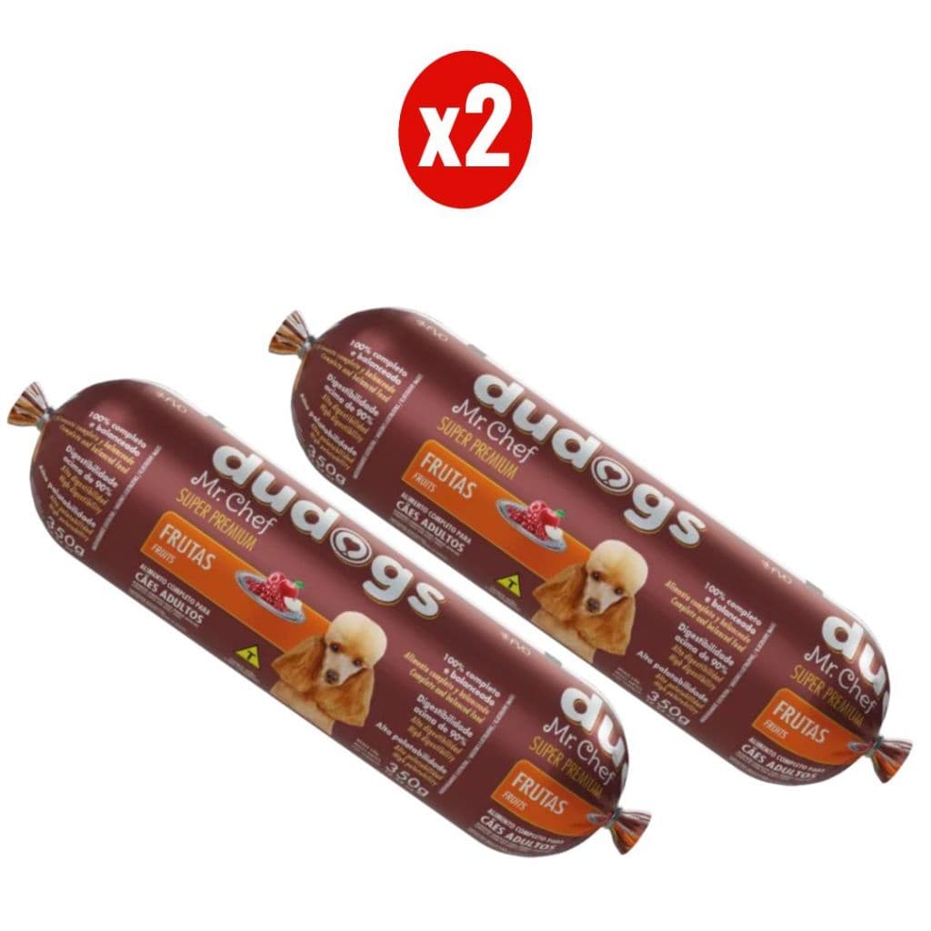 Kit 2 Dudogs Mr Chef Frutas Ração Semi Úmida para Cães 350g FVO