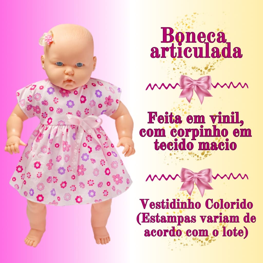 Boneca Bebezão Fala 120 FRASES Infantil Grande Em Vinil 56cm Sem Cabelo Corpo De Pelúcia Articulada