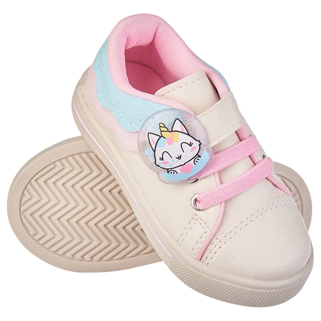 Tênis Infantil Menina Casual Gatinho Delicada Volta as Aulas Moda Confortável Promoção Dia a Dia