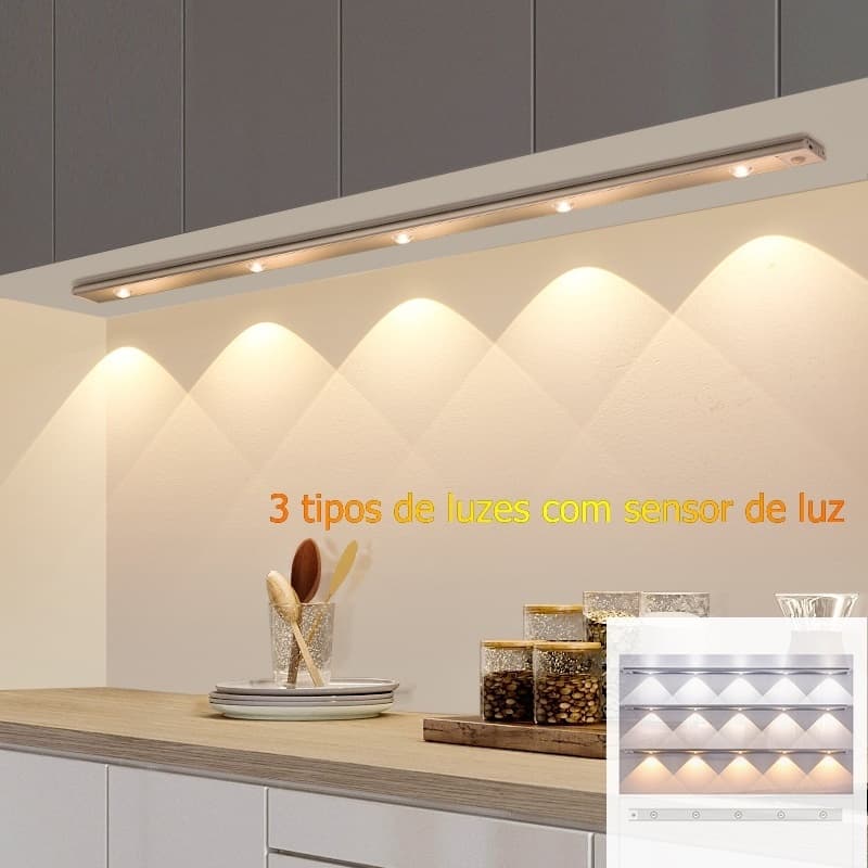 Ultra Fina Diodo Emissor de Luz Recarregavel Led para Armário Sensor Movimento Luminaria Elegante