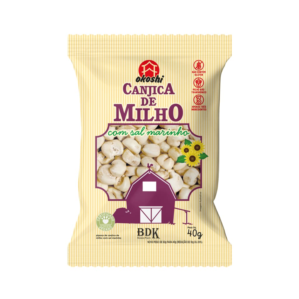 18 unidades - Canjica de Milho com Sal Marinho 40g - Pipoca Saudável Sem Glúten Vegano