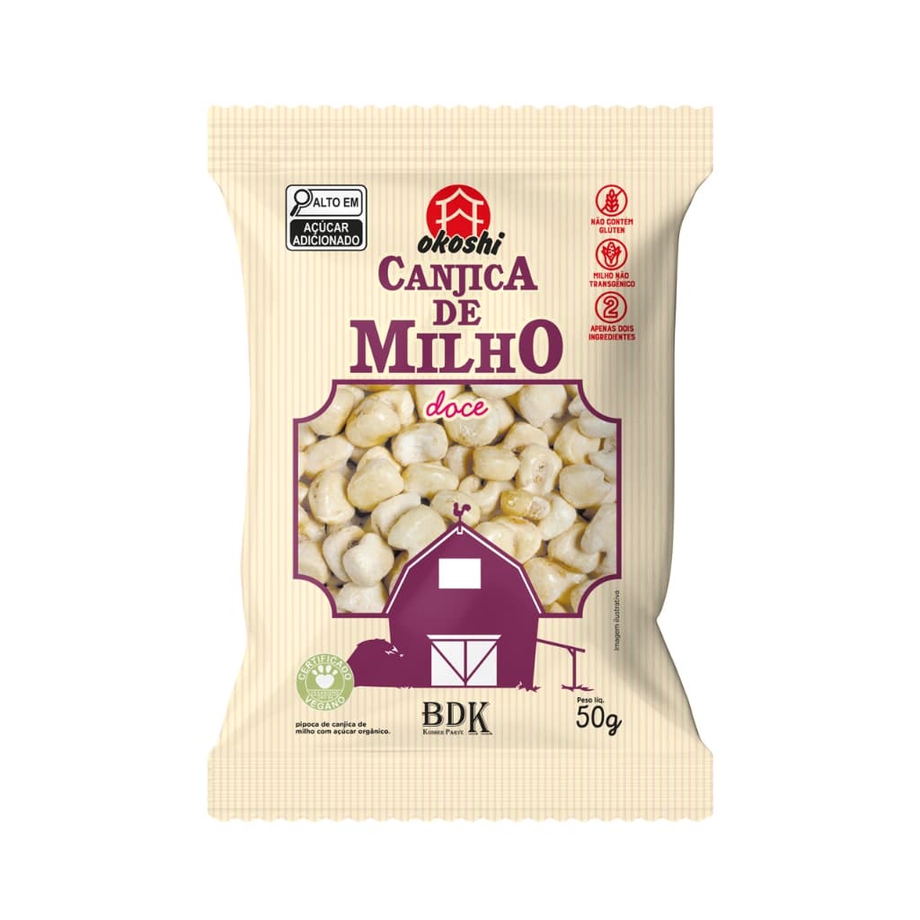 18 unidades - Canjica de Milho com Açúcar Orgânico Lanche Fit Saudável Pipoca Okoshi