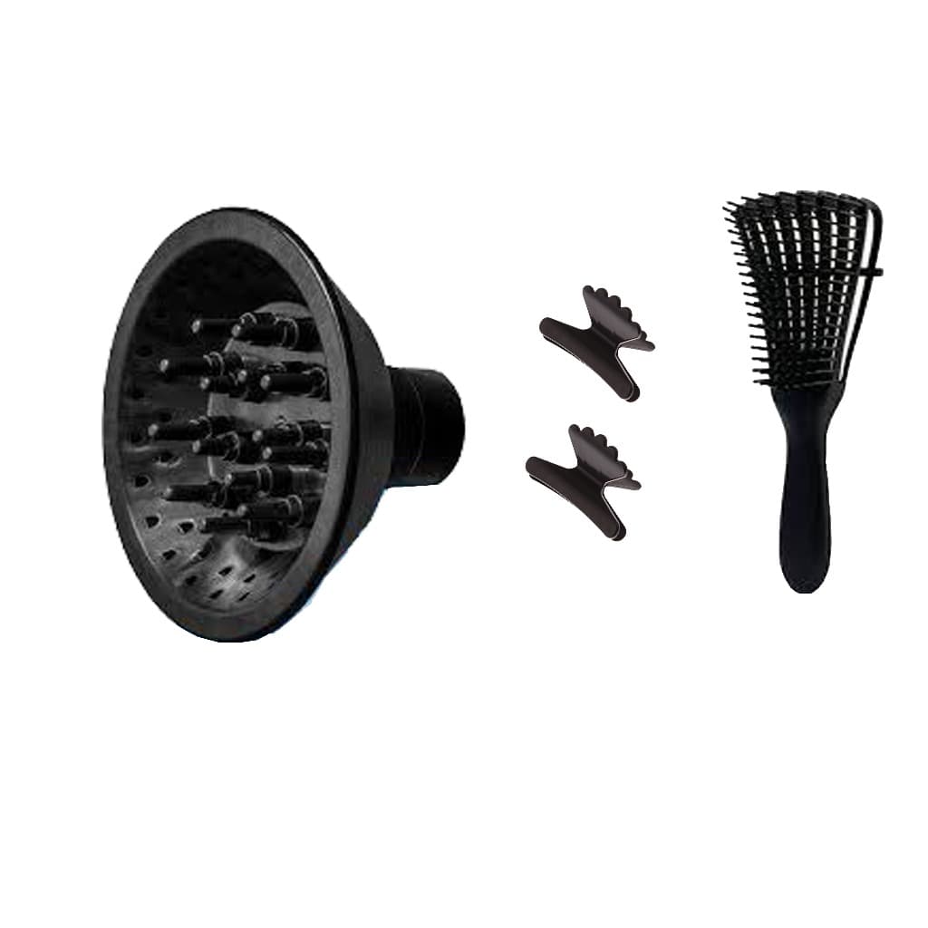 Kit Difusor Para Secar Cabelos + Escova Polvo + Prendedor De Cabelo Profissional