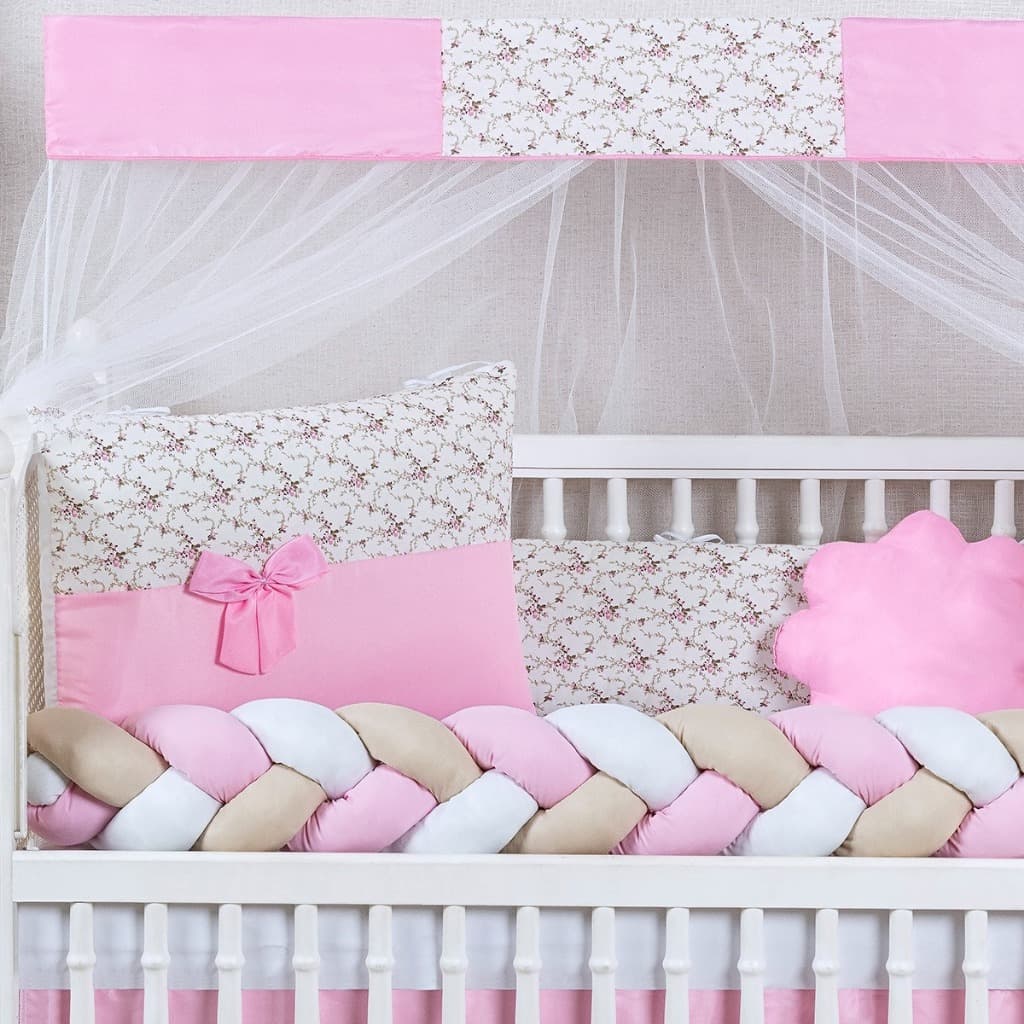 Kit 7 Peças Berço Americano Trança Para Bebê Menino e Menina Doce de Bebê Slim