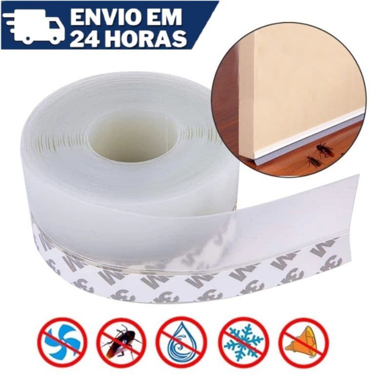 Fita Veda Fresta Porta Transparente 3m x 35mm Pivotante