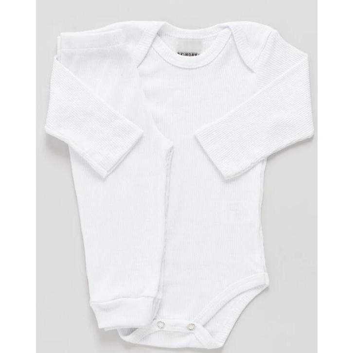 Conjunto Body e Mijão Tecido Canelado Antialérgico Enxoval bebê  - Kit com 2 Peças Branco Neutro Unissex