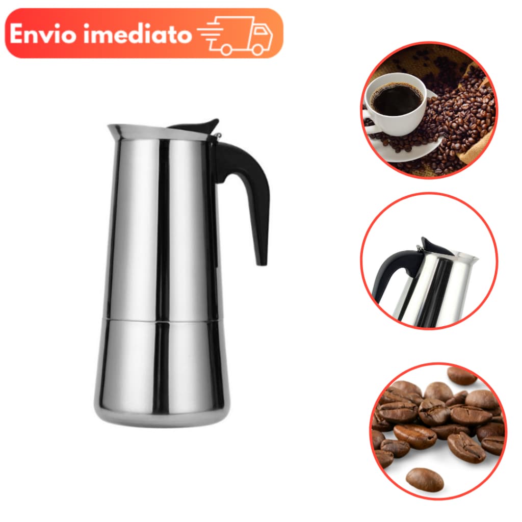 Cafeteira Italiana Inox 600ml 12 Xicaras Café Expresso Cremoso Moderna Moka Chaleira Chá Cozinha Capuccino
