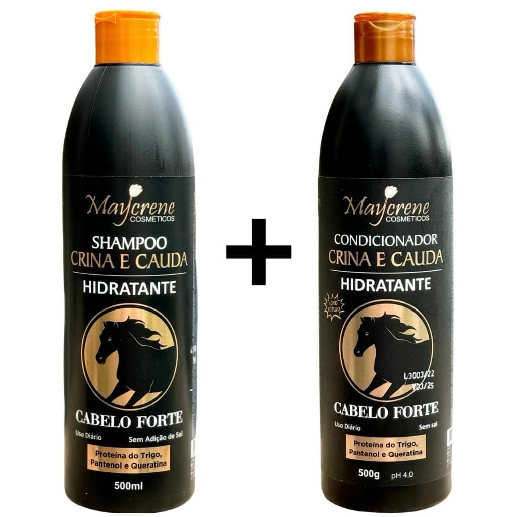 Shampoo com Condicionador CRINA E CAUDA Hidratante - 500ml (cada) - Maycrene Cosméticos