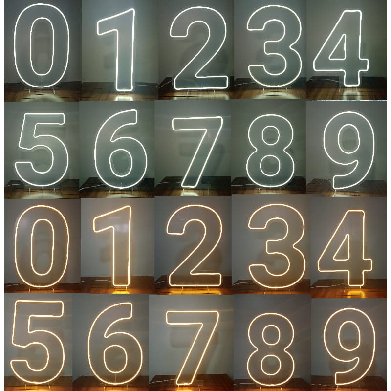 Luminária Led Numeros para festa em led 50cm de altura