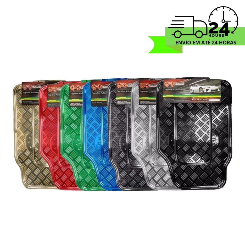 Jogo Tapete De Carro Metalizado Laminado Cores 4 Peças Antiderrapante Cromado Automotivo Universal