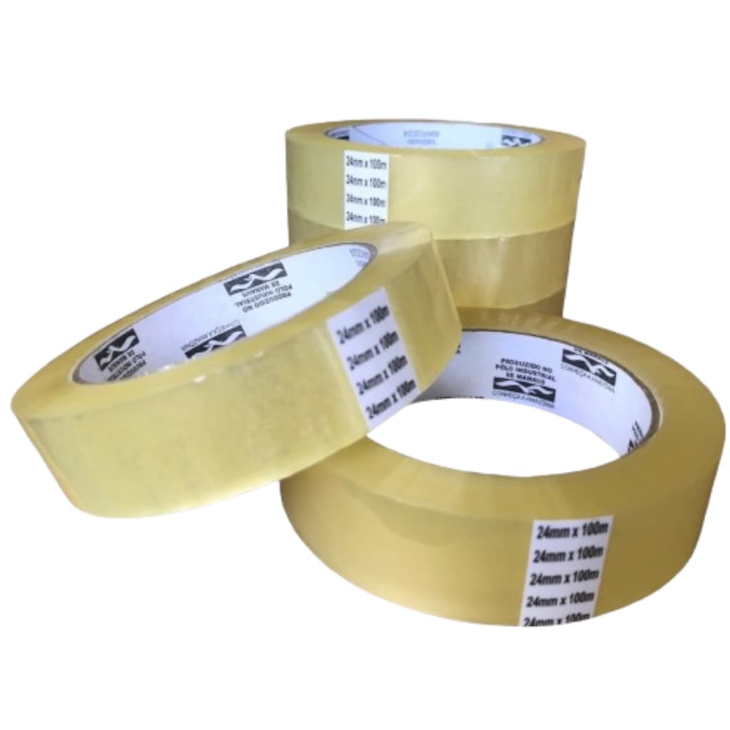 Fita adesiva transparente Larga 24x100 - Embalar Caixa Resistente  01 rolo