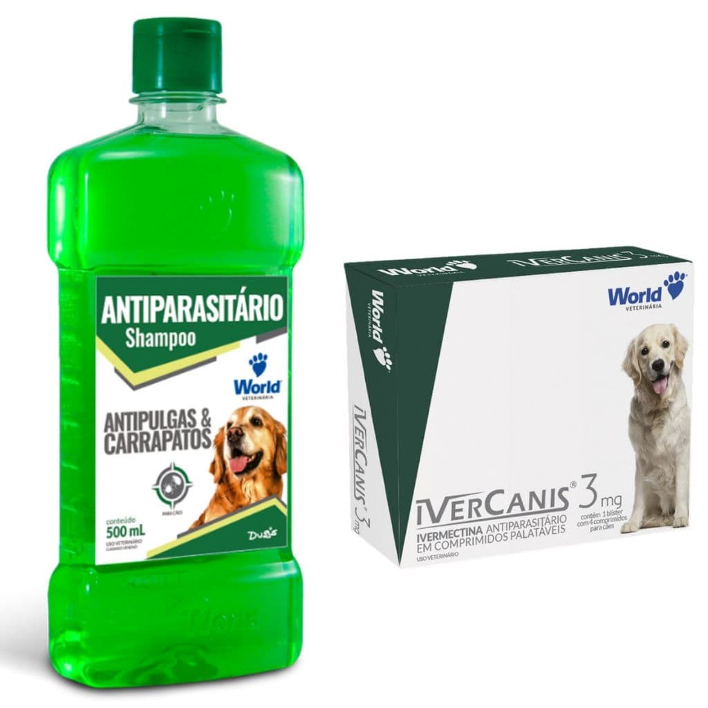 Kit Shampoo e Remédio para Carrapato e Antipulgas Cachorro