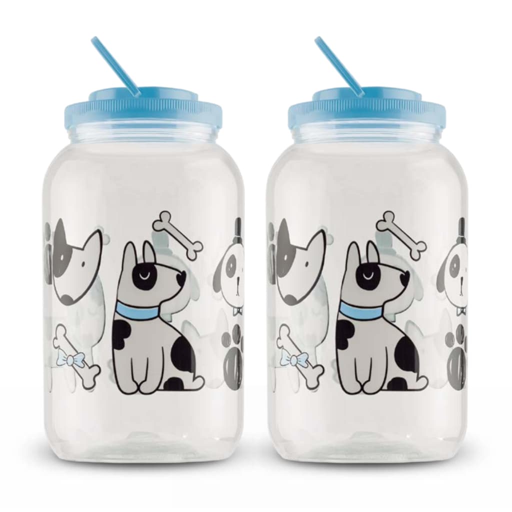 Kit 2x Pote Porta Ração 3600ml Dog Azul Friend Porta Guarda Ração Armazenador Com Alça Gato Cachorro Contêiner Dispenser