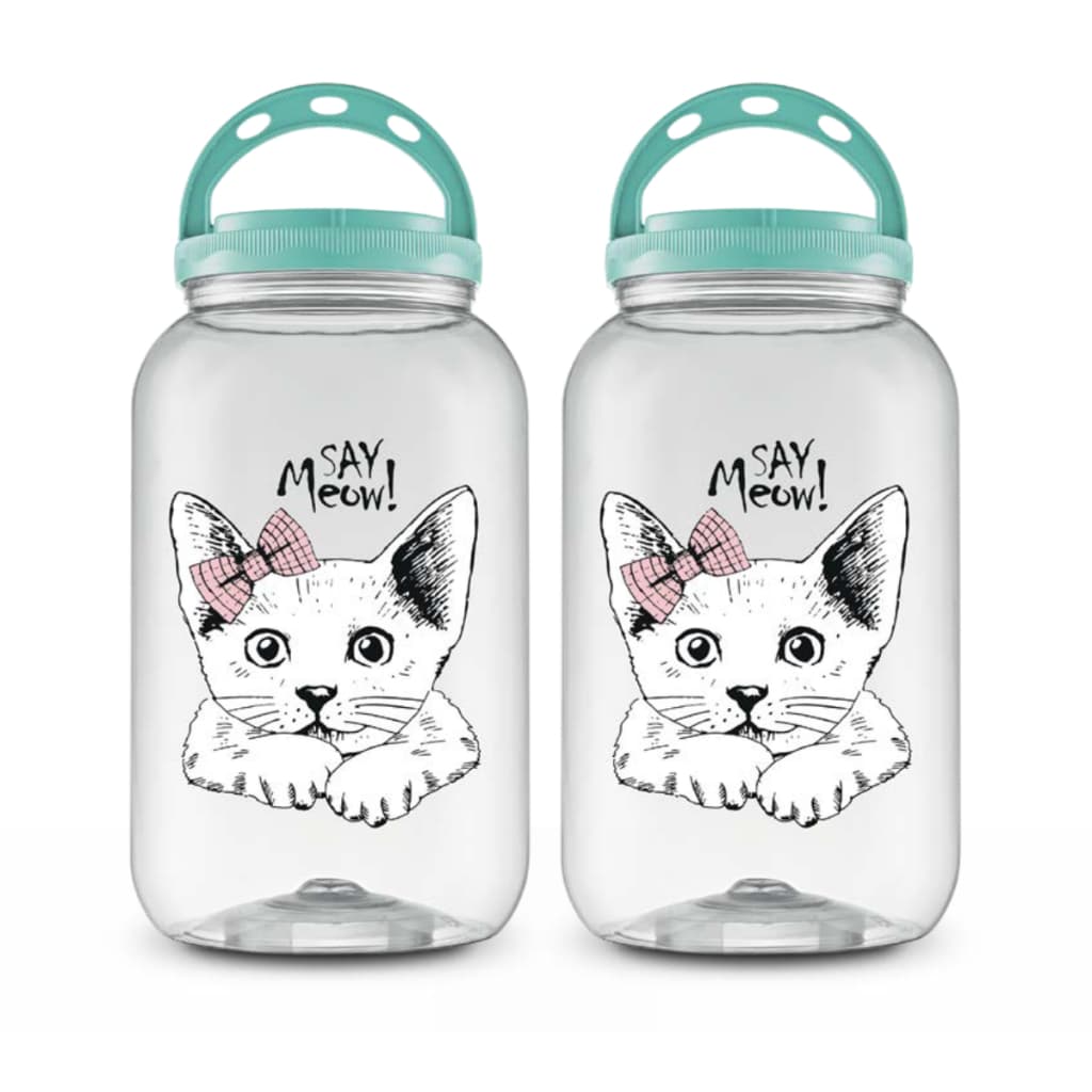 Kit 2x Pote Porta Ração 3600ml Baby Cat Porta Guarda Ração Armazenador Com Alça Gato Cachorro Contêiner Dispenser Pet