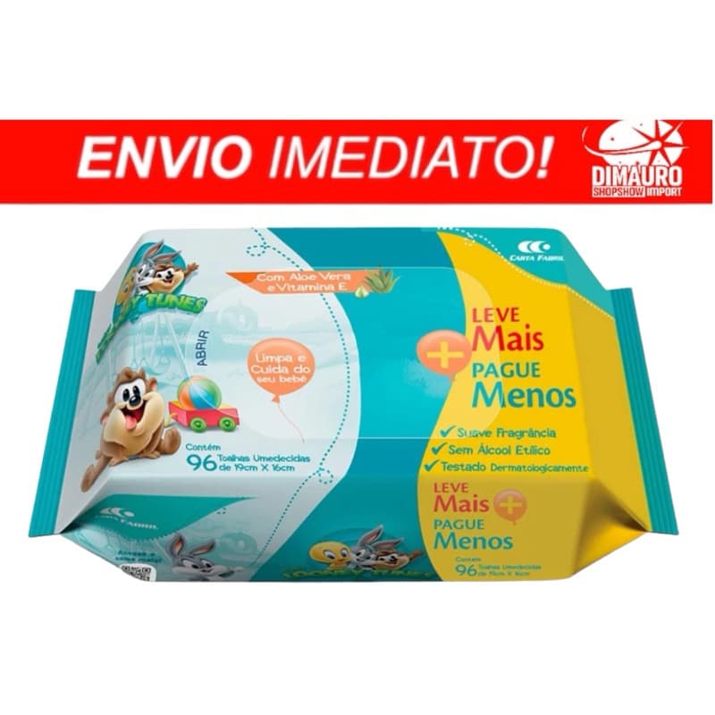 Toalha Umedecida Carta Fabril Baby Looney Tunes - 96 Unidades Envio Ja