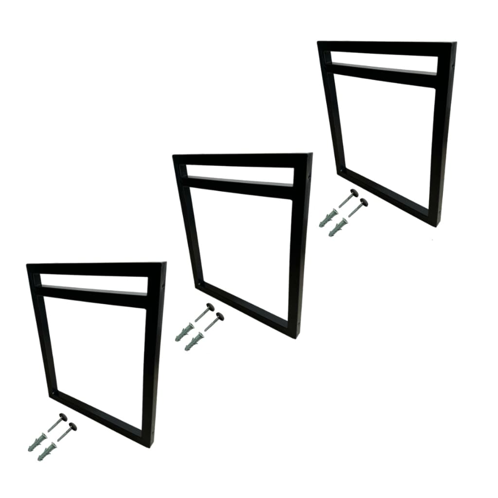 3 Suportes Para Prateleiras 35x30cm Preto De Parede Decorativo Suspenso Reforçado Moderno Elegante Com Parafusos Buchas