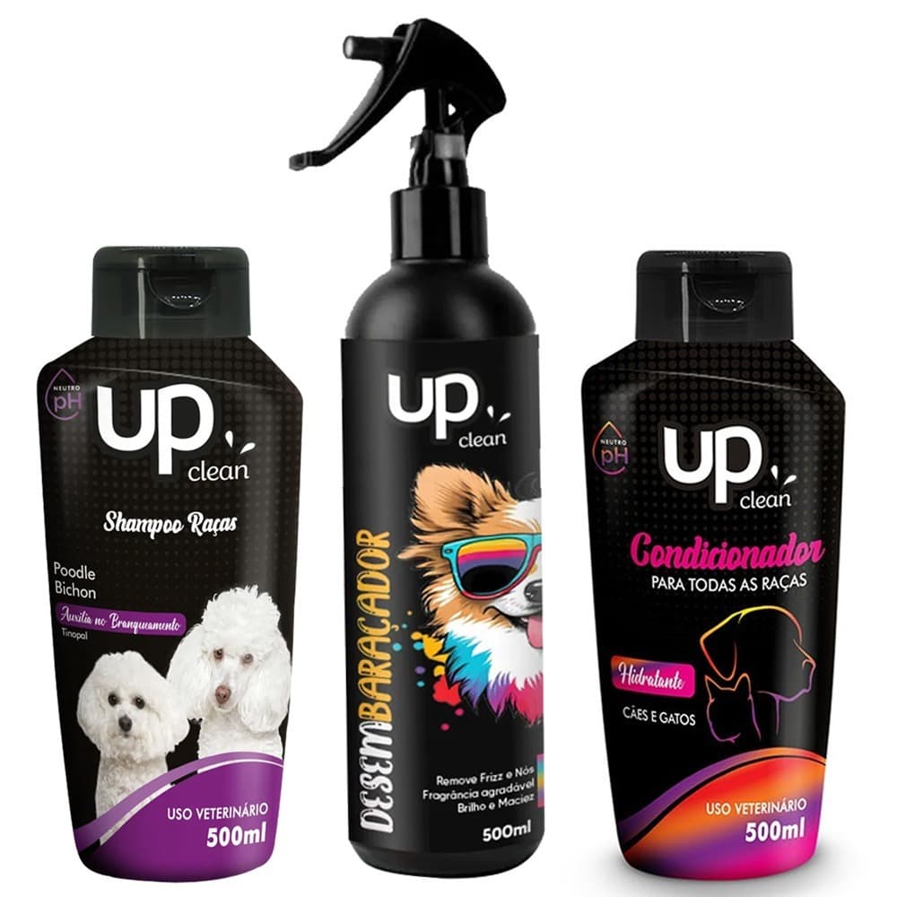Kit Shampoo para Cachorro Raças Poodle - Bichon + Desembaraçador + Condicionador Raças Universal