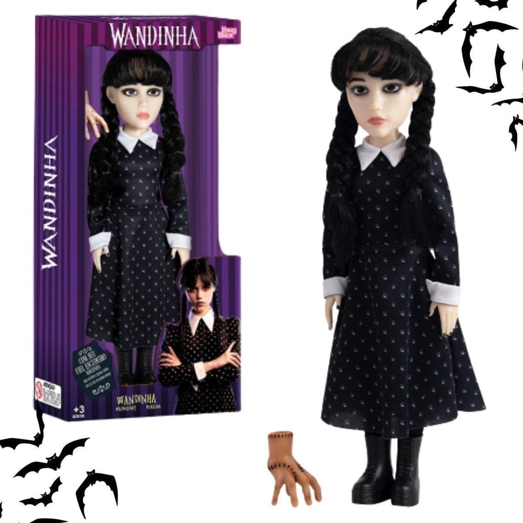 Boneca Wandinha Addams Original Articulada com a Mãozinha Novabrink
