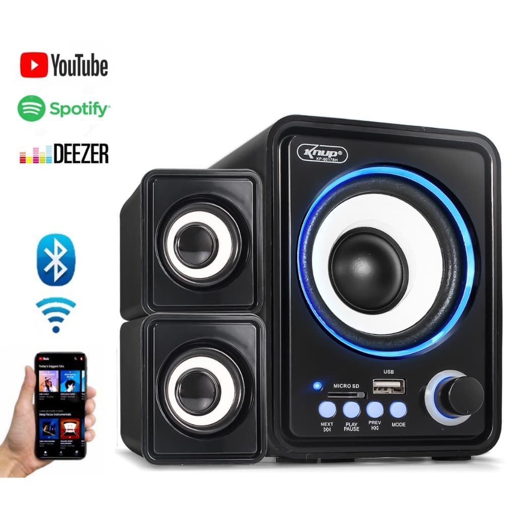 Caixa De Som Bluetooth 18w RMS Subwoofer Usb P2 Para Computador Pc Gamer Notebook Smart Tv Com Led L