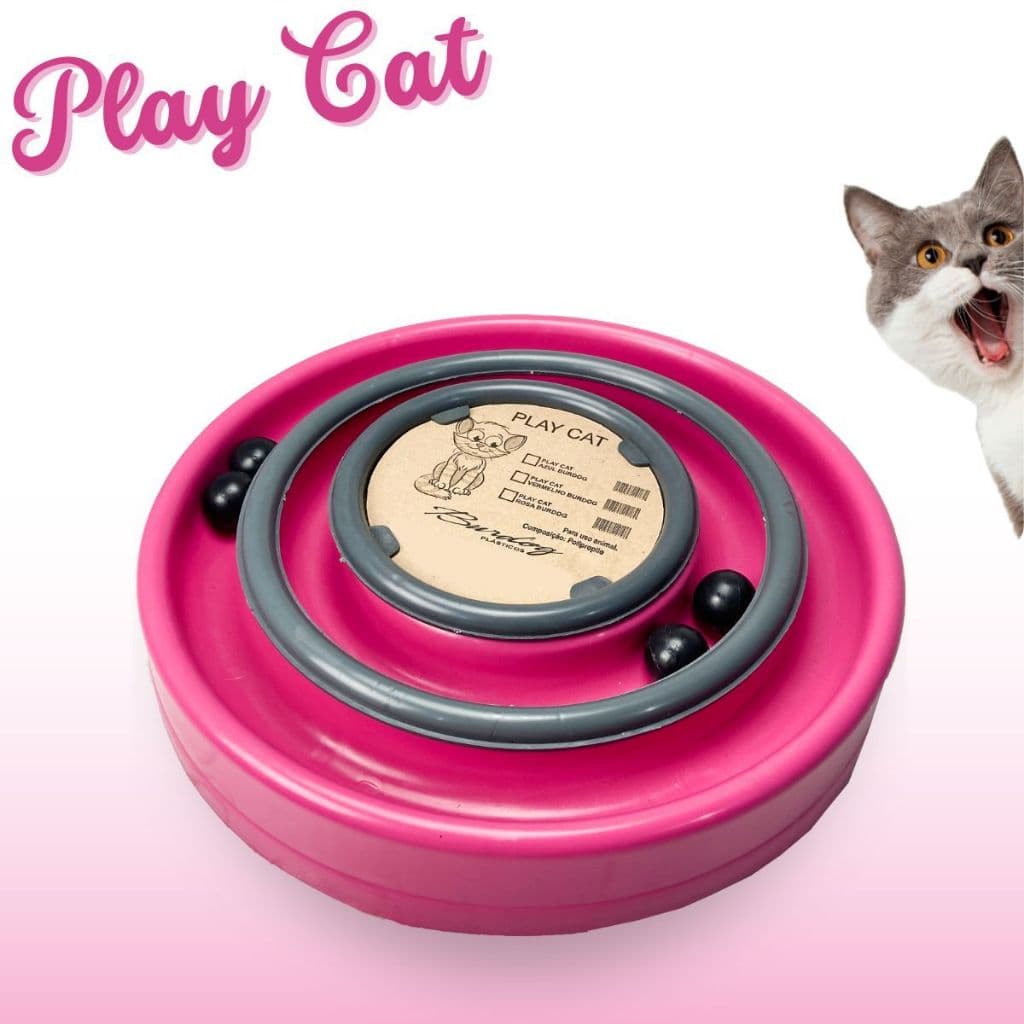Brinquedo Interativo Para Gatos 2 Pistas 4 Bolinhas Play Cat Anti Estresse