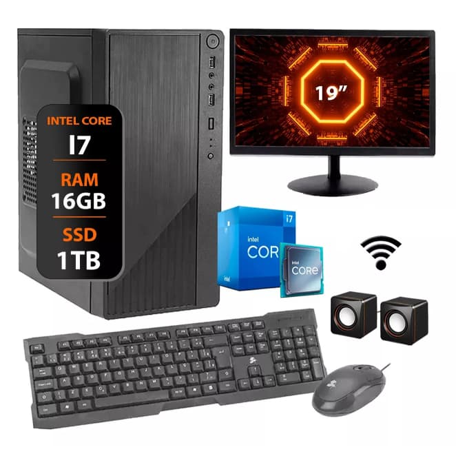 Computador Intel I7 16gb Ssd 1tb Monitor 19 - Completo