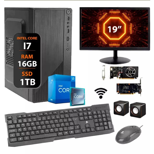 Computador Intel I7 16gb Ssd 1tb Monitor 19 Placa Video 2gb