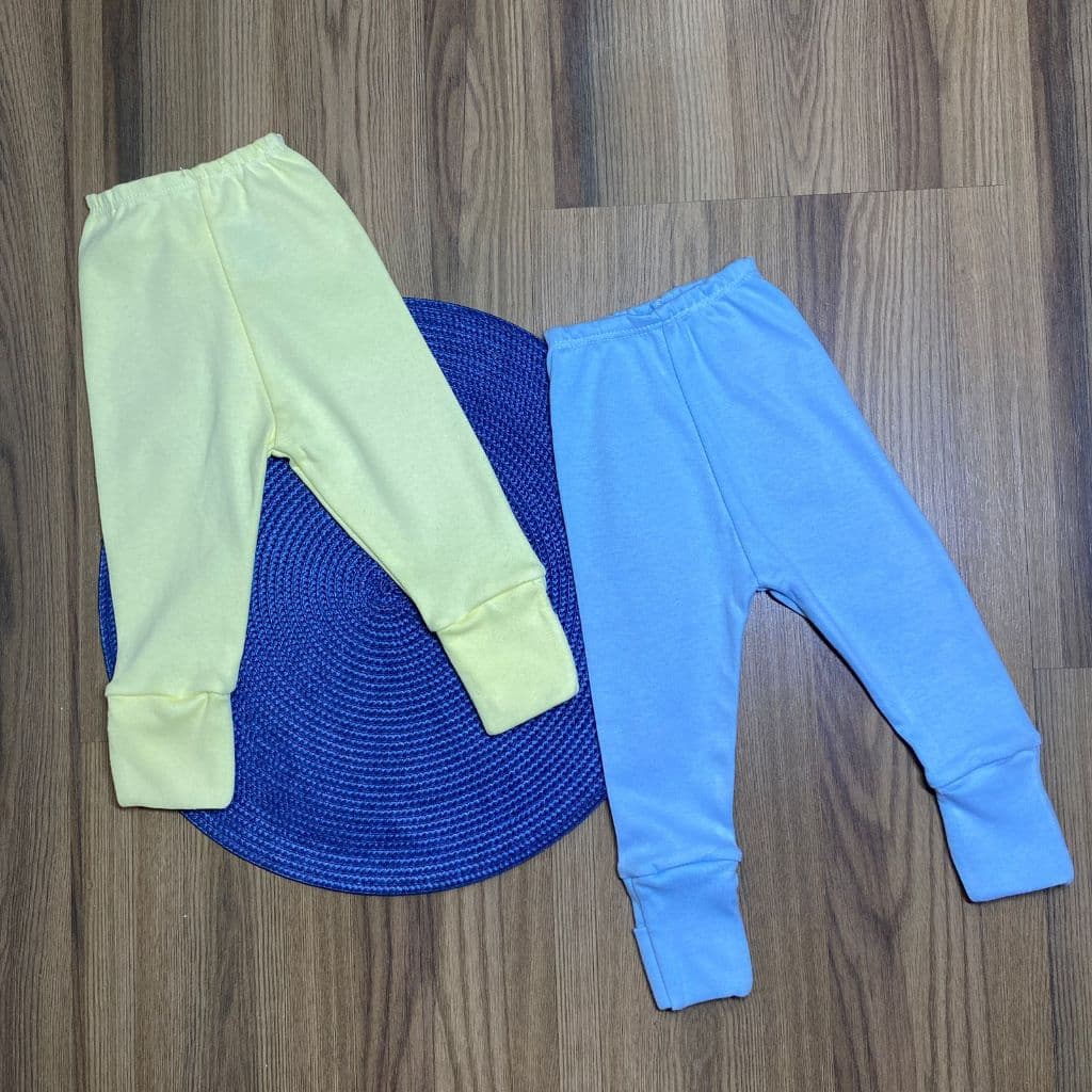 Kit com 2 ou 3 Calças Bebê Mijão Menino ou Menina Vira Pé em 100% Algodão Enxoval Roupas de Bebê