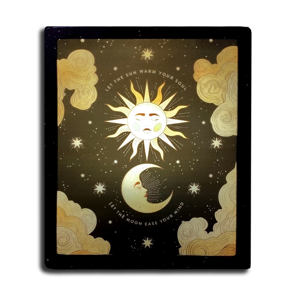 Luminária Abajur LED Sol e Lua Mística - Decoração Esotérica