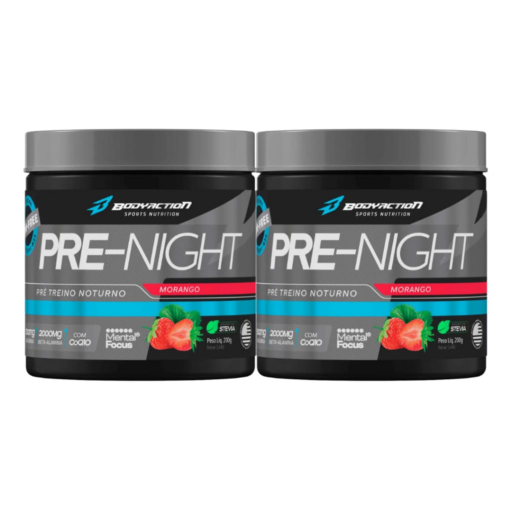 2x Pre-Night Pré Treino Noturno 200g BodyAction Sem Cafeína