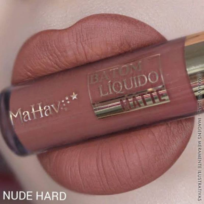 Batom Líquido Mahav Efeito Matte Aveludado Nude Hard