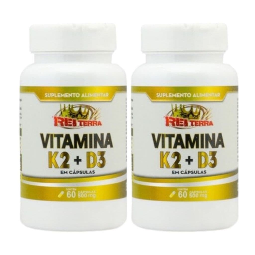 Vitamina K2 + Vitamina D3 60 Cápsulas - Sáude dos Ossos Articulações Imunidade - Rei Terra