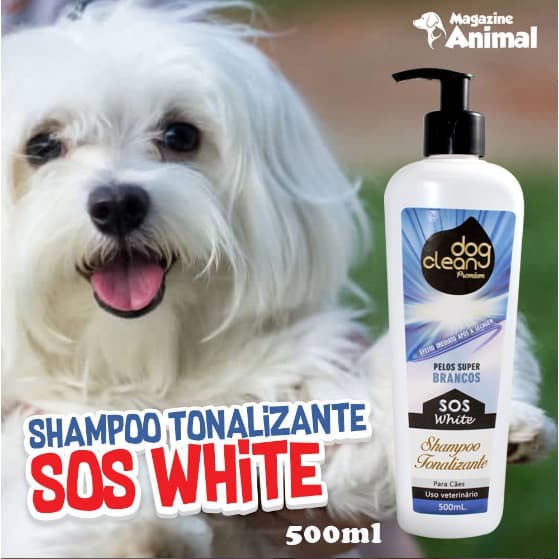 Shampoo Tonalizante Branco para Cachorro S.O.S White 500ml Shampoo Clareador Pet Cachorro Branco Dog Clean