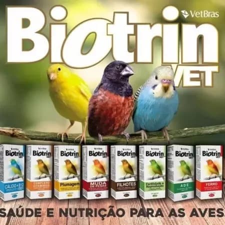 Biotrin Vet Pássaros Cálcio Vias Aéreas Iodo Canto 100PS Vitamínico Boldo Fertilidade  Muda