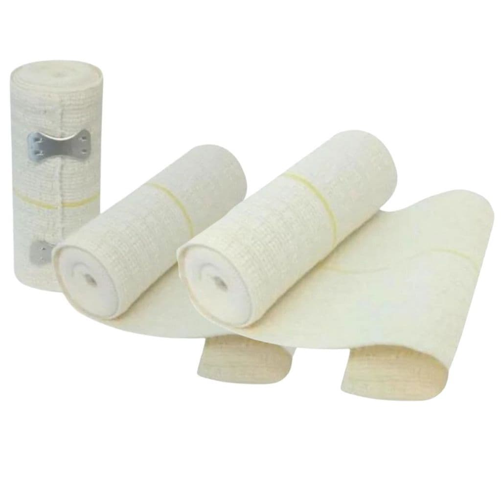 Kit 3 Bandagem Elástica 15cm x 1,30m Média compressão Natural Ortopedia Enfermagem Varizes Famara