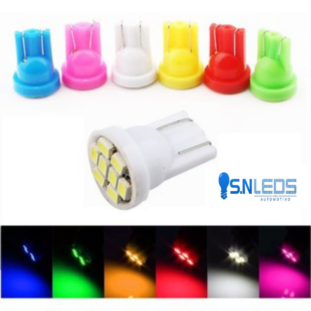 1x Lâmpada Painel Moto c/8 Leds Cores T10 moto carro