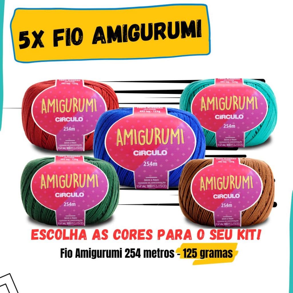 KIT - 5x Fio Linha Amigurumi Círculo S/A 125 gramas e 254 metros P/ Crochê, Tricô, Invêrno, Roupas, Bonecos. - Monte o seu Kit!
