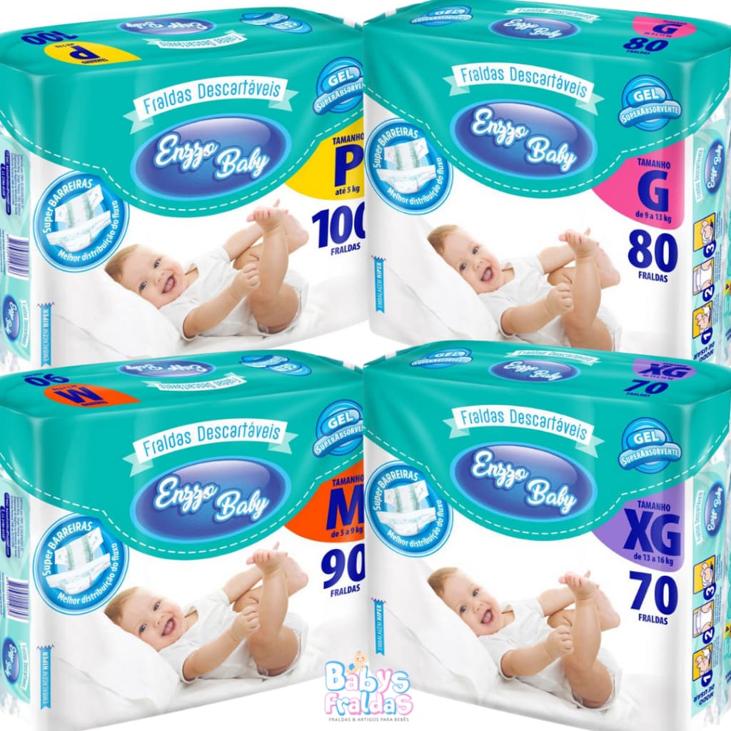 Kit 5 Pacotes de Fralda Descartável Infantil Enzzo Baby Revenda Barato