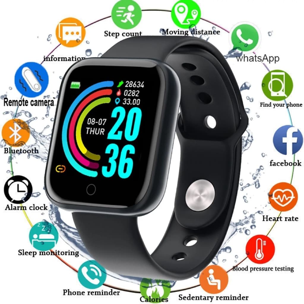 Relógio Smartwatch D20 Y68 Esporte Monitor Cardíaco conta Passos Bluetooth