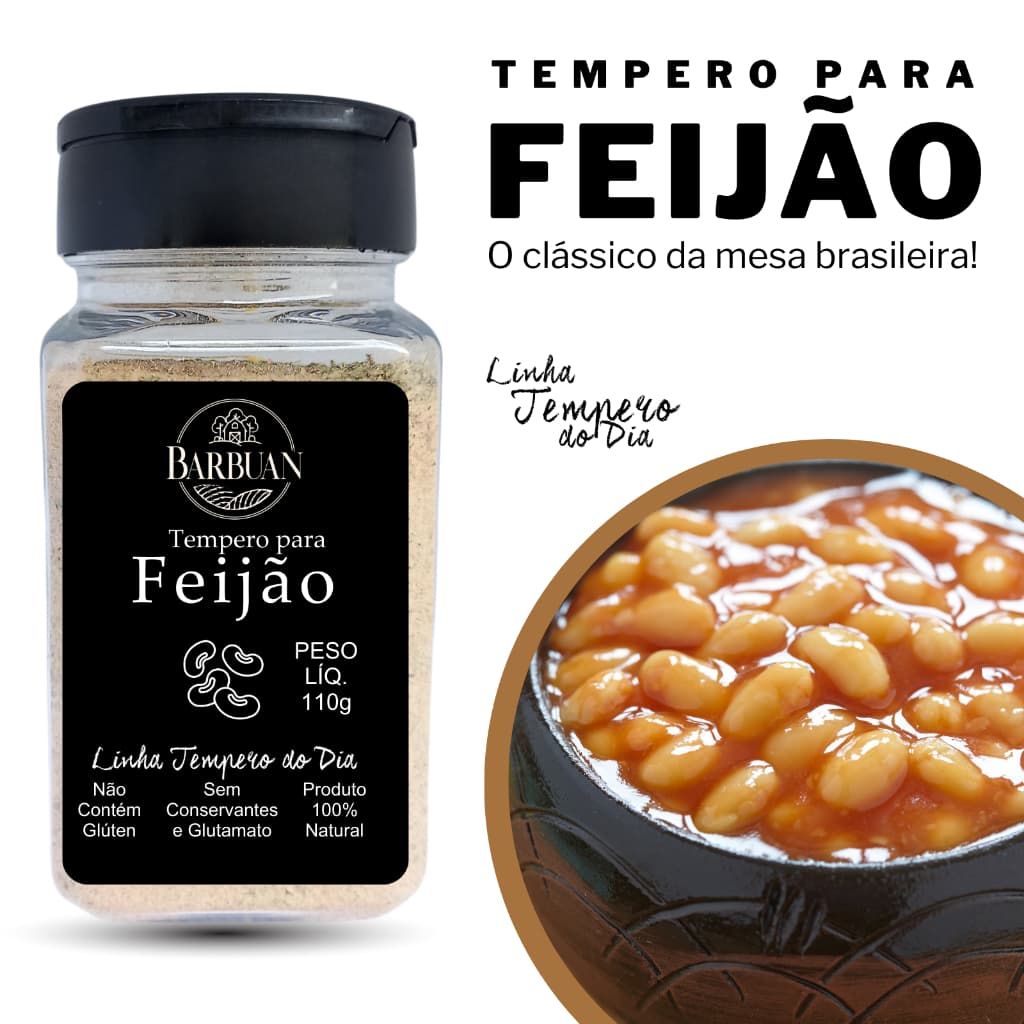 Tempero Natural para Feijão 110G  Barbuan Temperos e Condimentos Naturais