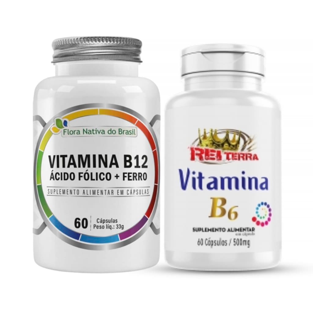 Ferro + Ácido Fólico + Vitamina B12 Metilcobalamina 60 Caps + Vitamina B6 60 Caps