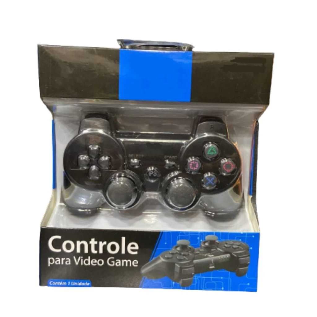 Controle Compatível Com Play Com Fio Ps Video Game Pc