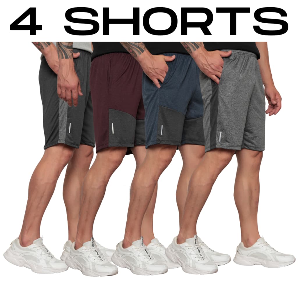 Kit 4 Shorts Dry Fit Masculino Academia com Bolso – Moda Fitness, Corrida, Musculação, e Treino