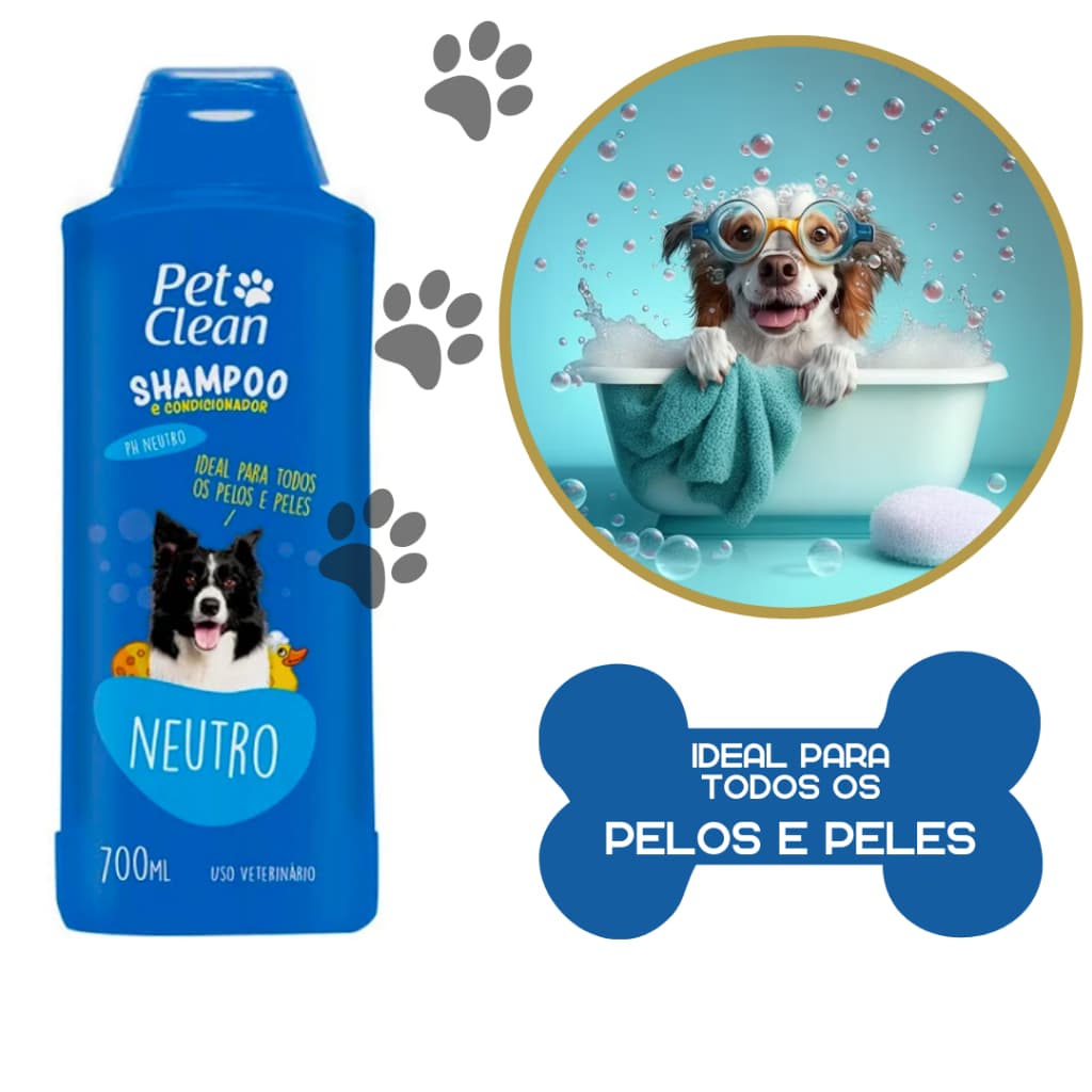 Shampoo Condicionador Para Pet Cachorros Gatos Cães Pet Clean 700ml