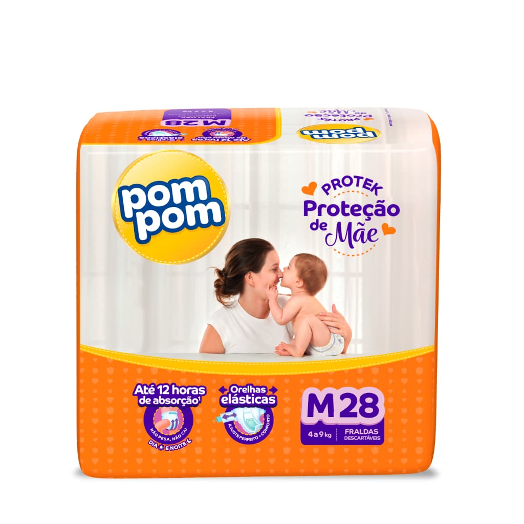 Fralda Descartável Infantil Pompom Barato Revenda M