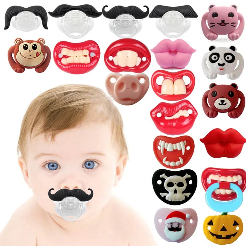 Chupetas engraçadas para bebês, bigode chupeta, chupeta recém-nascida, dentes Binky, presente para meninos, 0-6 meses