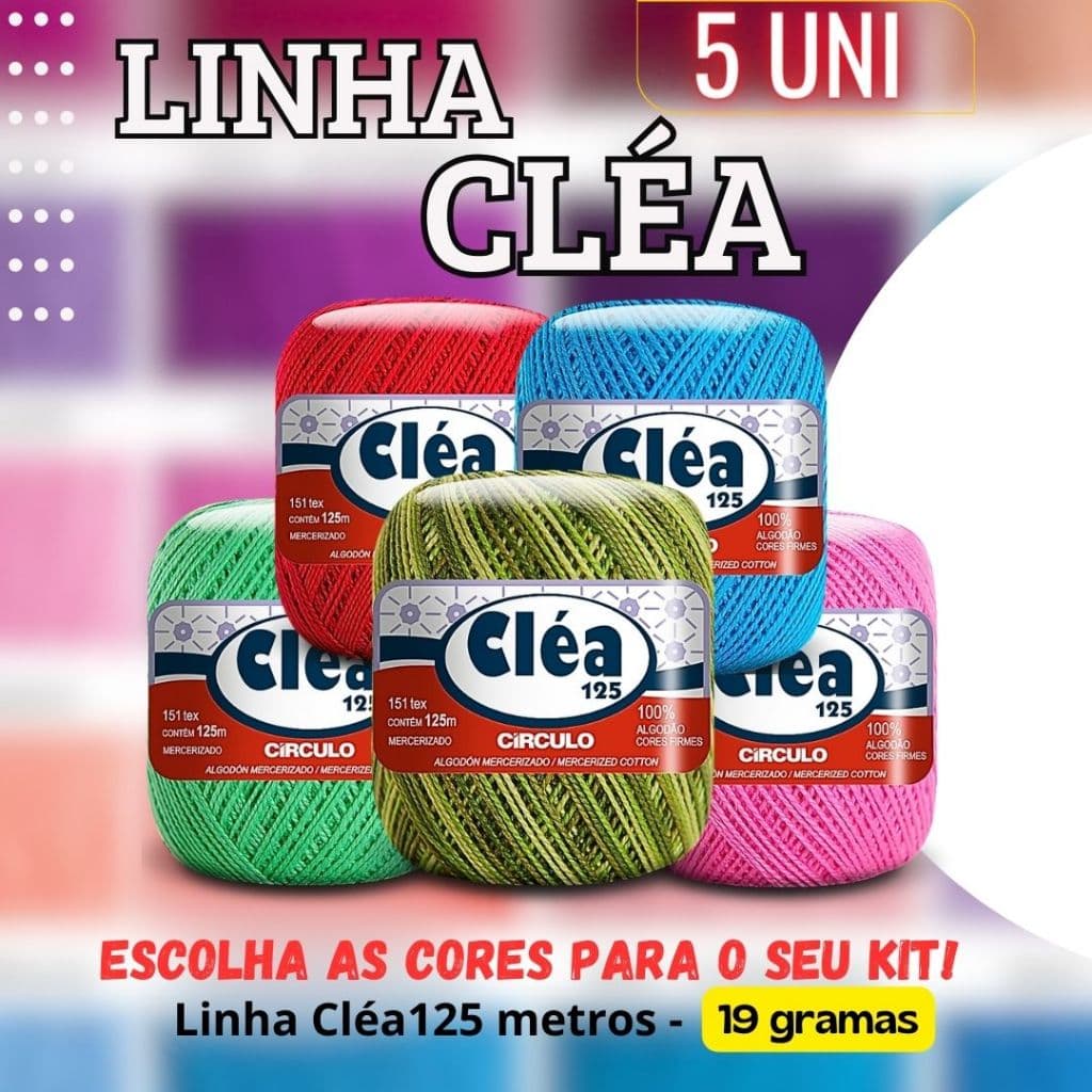 KIT - 5x Linha Cléa Círculo 125 Metros 19g - Crochê / Vestuário / Tricô / Amigurumi / Roupas / Inverno- Monte o seu Kit!