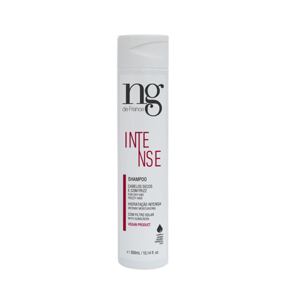 Shampoo Hidratante Intense NG de France 300ml Xampu Limpeza Suave Tira Volume Evita Frizz