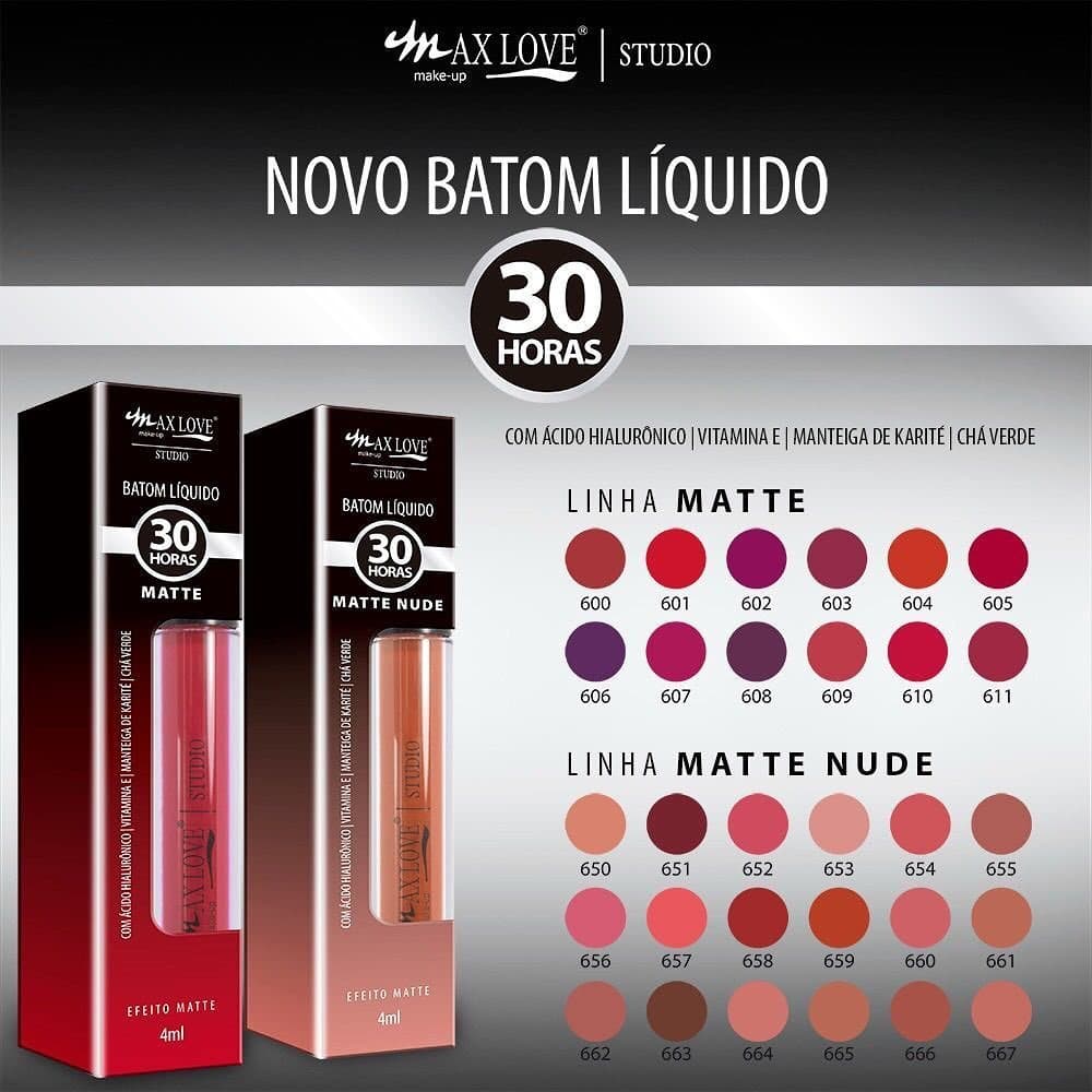 Batom Líquido Matte e Nude 30 Horas Max Love